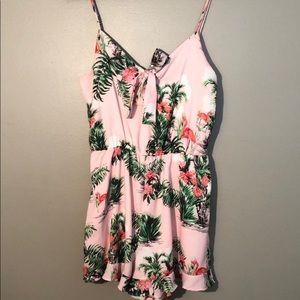 Everly Pink Flamingo Romper